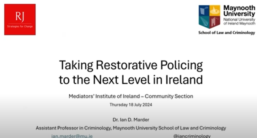 Recording of MII webinar on Restorative Justice